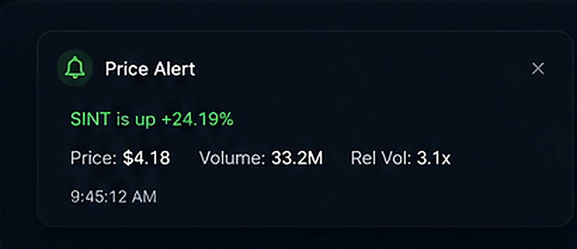 ScanCoin real-time price and volume alert